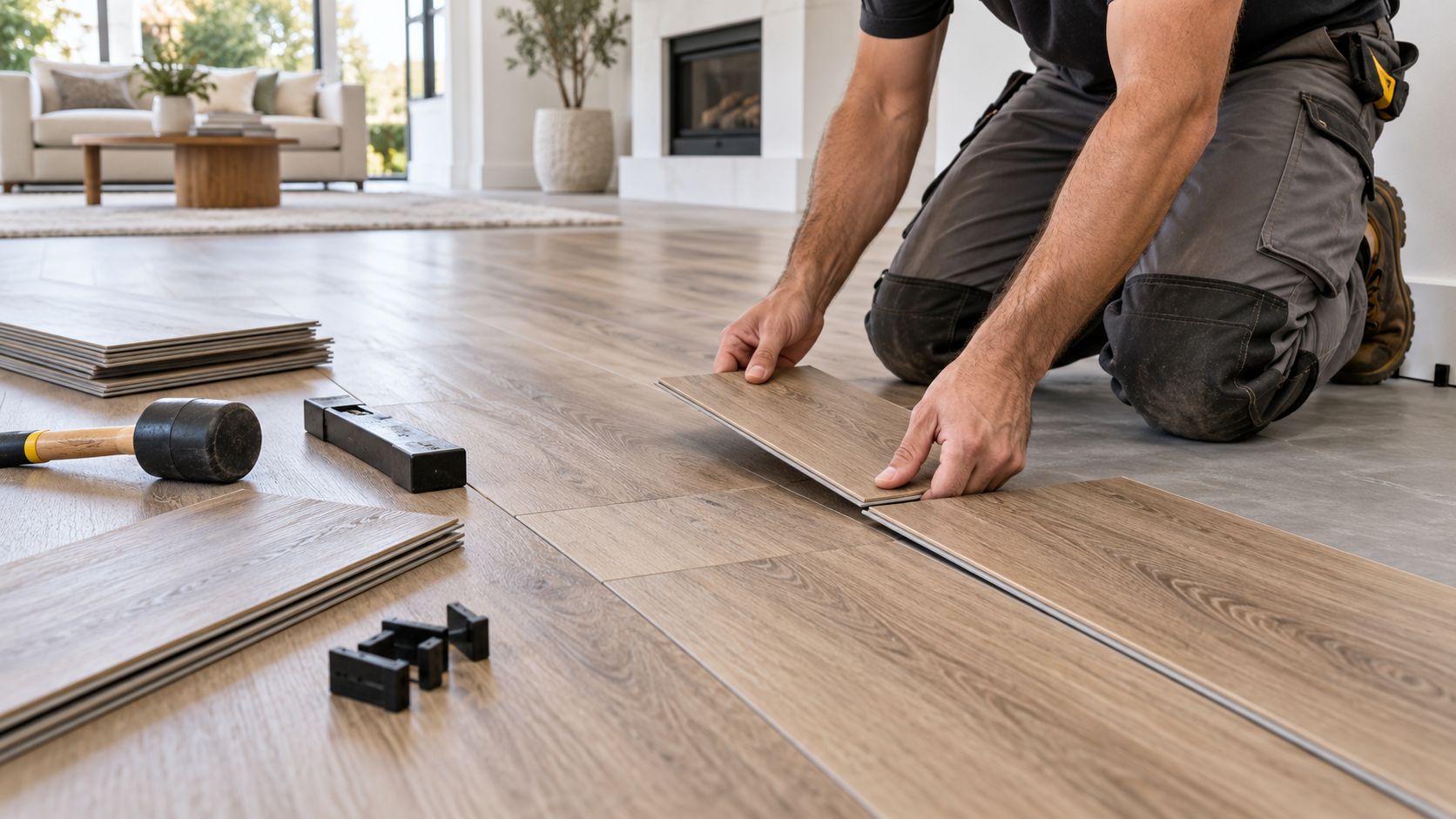 Luxury vinyl plank flooring installation